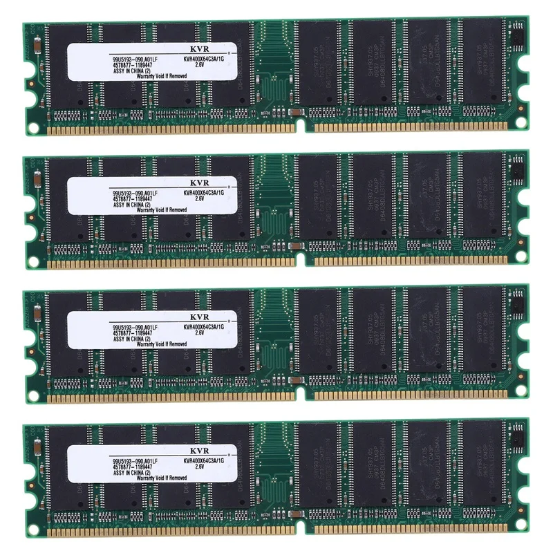 

4X 2.6V DDR 400MHz 1GB Memory 184Pins PC3200 Desktop for RAM CPU GPU APU Non-ECC CL3 DIMM