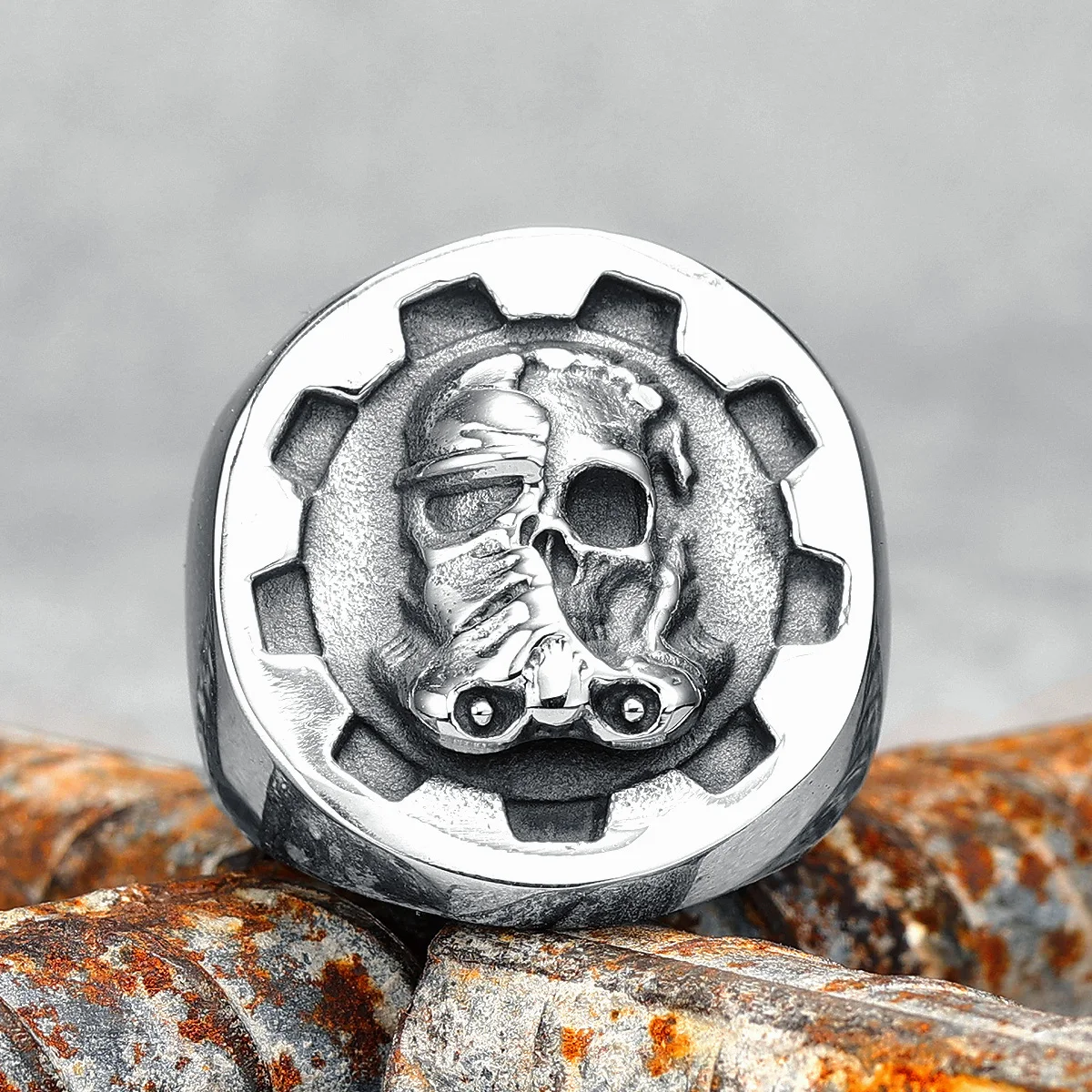 

Skywalker Skull Men Rings 316L Stainless Steel Gear Gas Mask Rock HipHop Party for Biker Rider Male Boyfriend Jewelry Best Gift