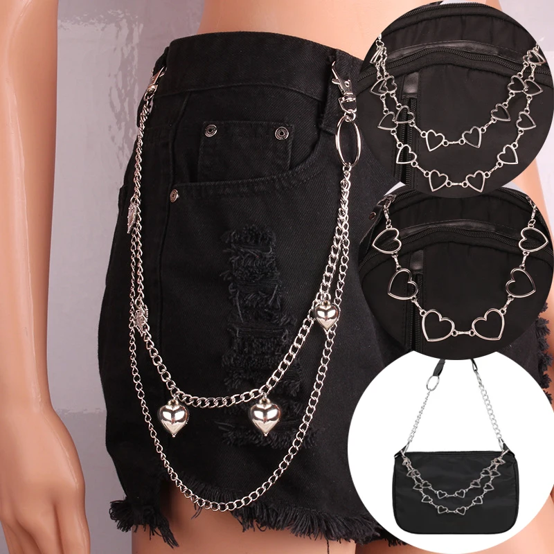 

Handle Luggage Chain Clothing Chain Pants Chain Double-layer Heart Shape Exquisite Multipurpose Bag Decoration Handbag Decor