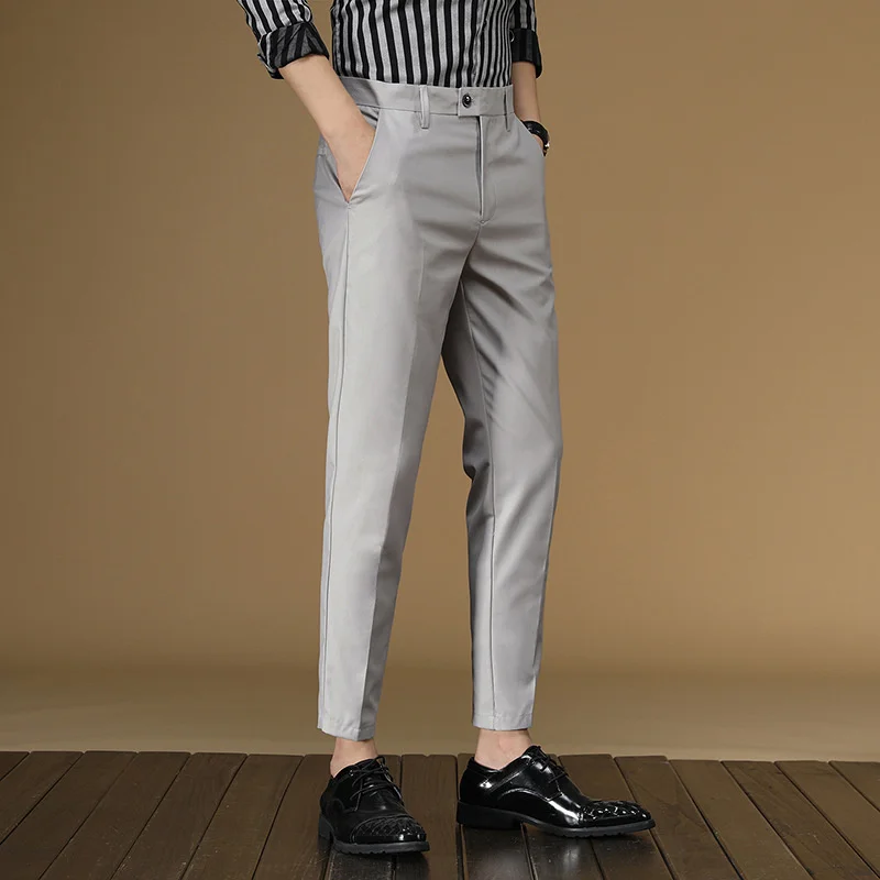 

Summer Suit Pants Men Red Black Khaki Flat Formal Office Wear Smart Business Official Mens Dress Trousers for men Clothing 2022