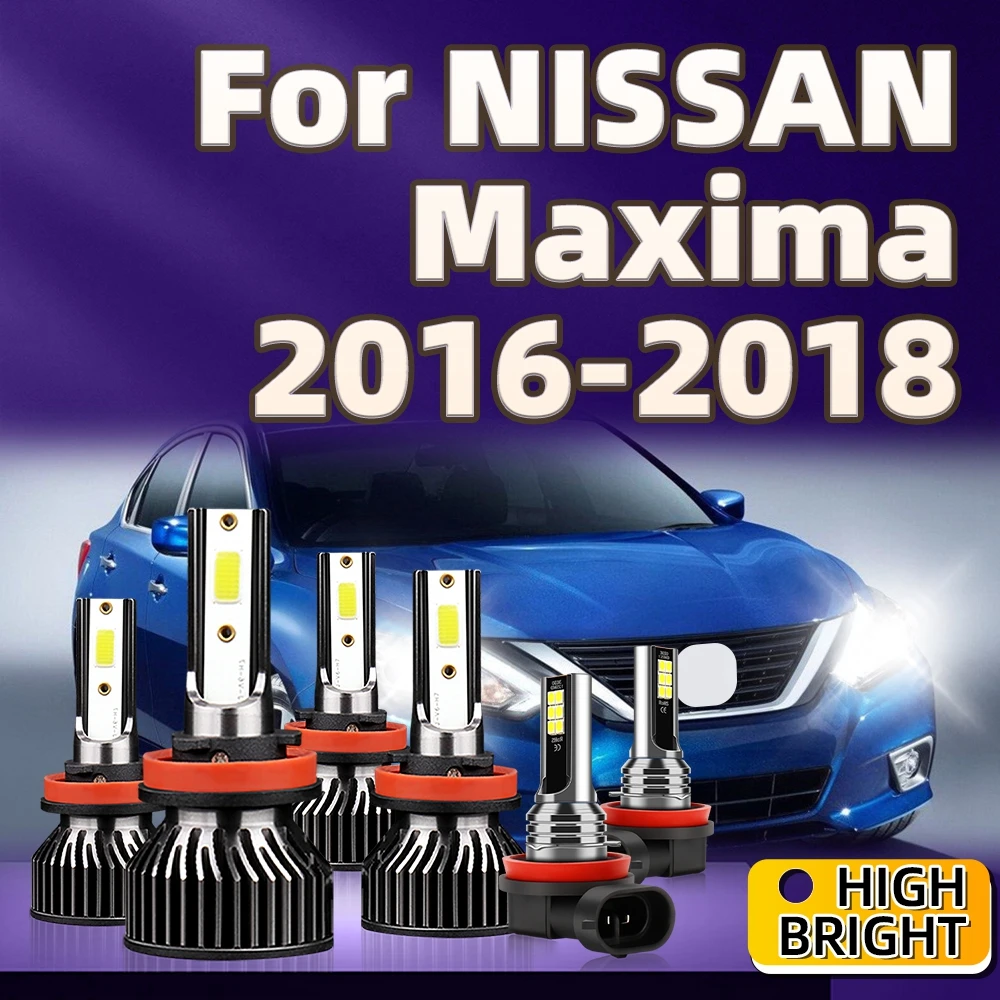 

6Pcs 30000LM High Bright Led Car Headlight H11 H9 6000K Fog Light Kit High-Speed Fan Cooling For NISSAN Maxima 2016 2017 2018