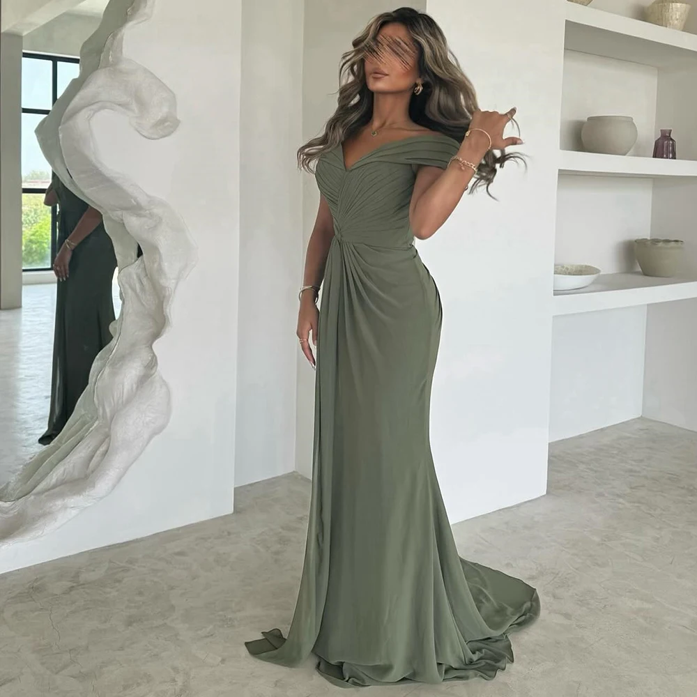 Классические шифоновые вечерние платья с открытыми плечами платье-футляр до