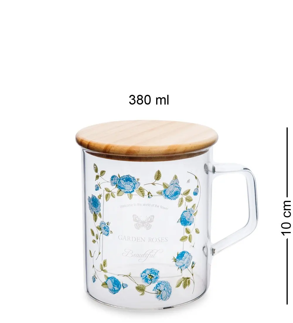 Кружка с крышкой ''Розовый сад''