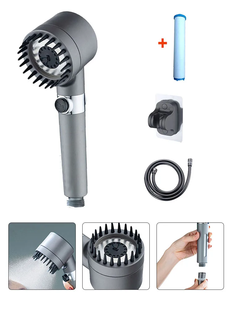 

Supercharged Shower Head Set Powerfully Pressurized Handheld Shower Nozzle Massage Rain Mix Mode Shower Head Water Saving