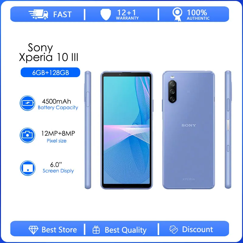 Sony Xperia 10 III 5G XQ-BT52 2 EpiMobile 6.0 en effet 6 Go + 128 Go Triple Camra Android SmartPhone Octa-core Tlphone Portable Original