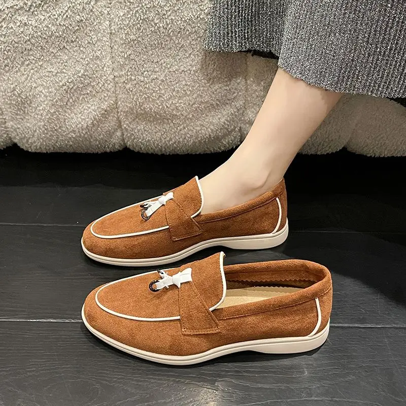Fashion New Arrivals Women Flat Shoes Brown Slip-on Women Flat Loafers Comfortable Lightweight Women Driving Shoes Mocasines