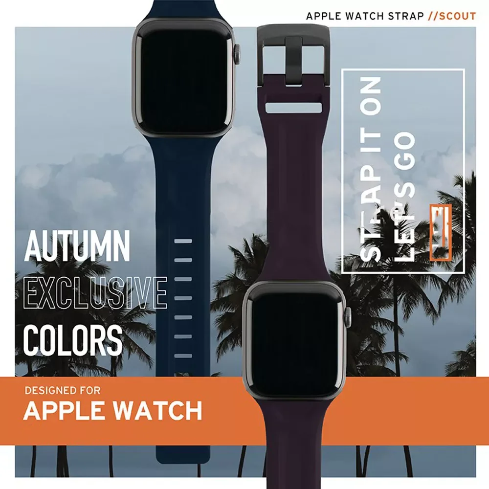 Silicone Strap for Apple watch Band 44mm 40mm 45mm 41mm 38mn 42mm UAG Rubber watchband bracelet iwatch series 3 4 5 6 SE 7 strap