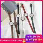 Часы наручные Ulzzang женские кварцевые, модные брендовые простые в ретро стиле, маленькие, с кожаным ремешком, белые, 2019