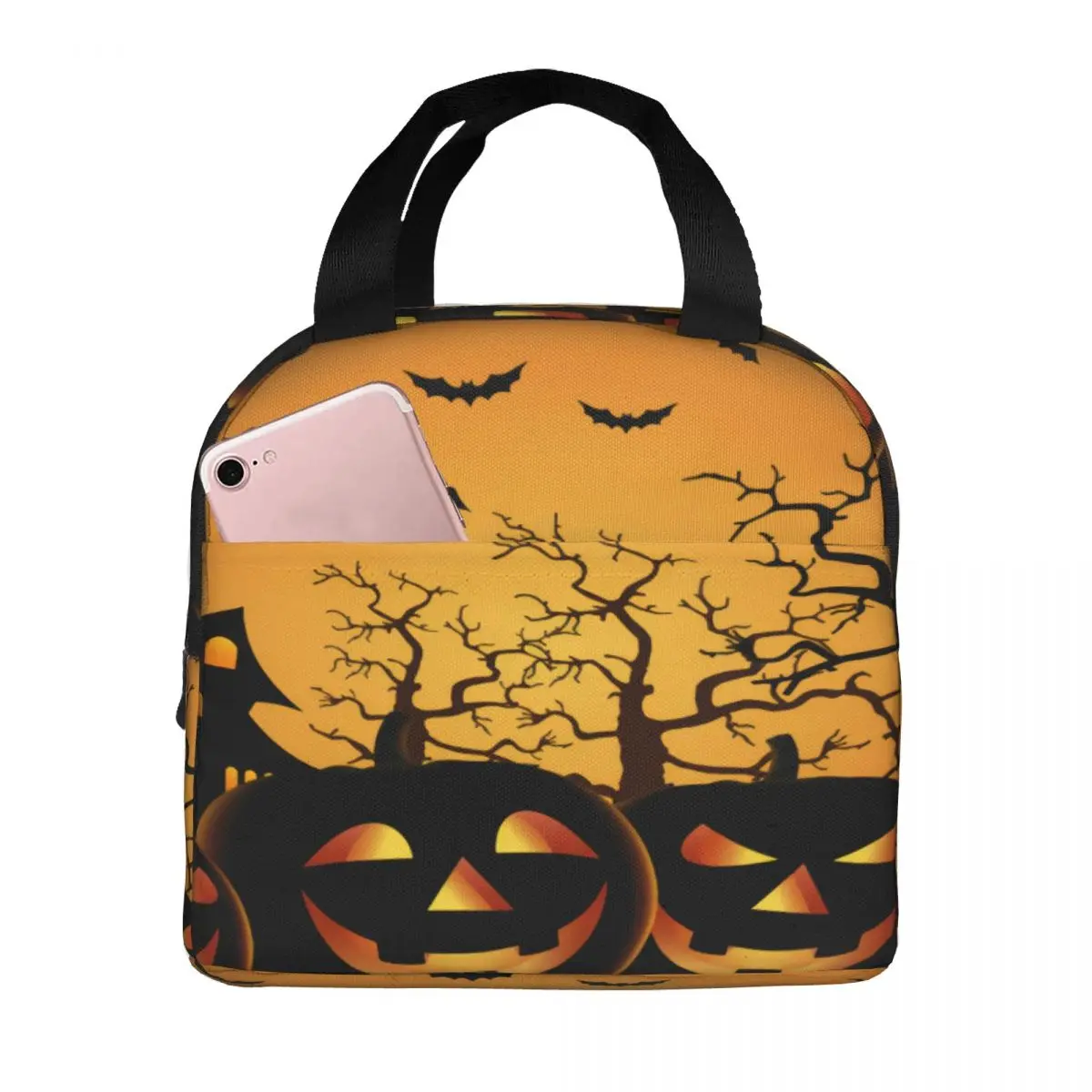 

Lunch Bag Monochrome Vintage Thermal Insulated Lunch Box Tote Cooler Bag Bento Pouch Lunch Container Food Storage Bag