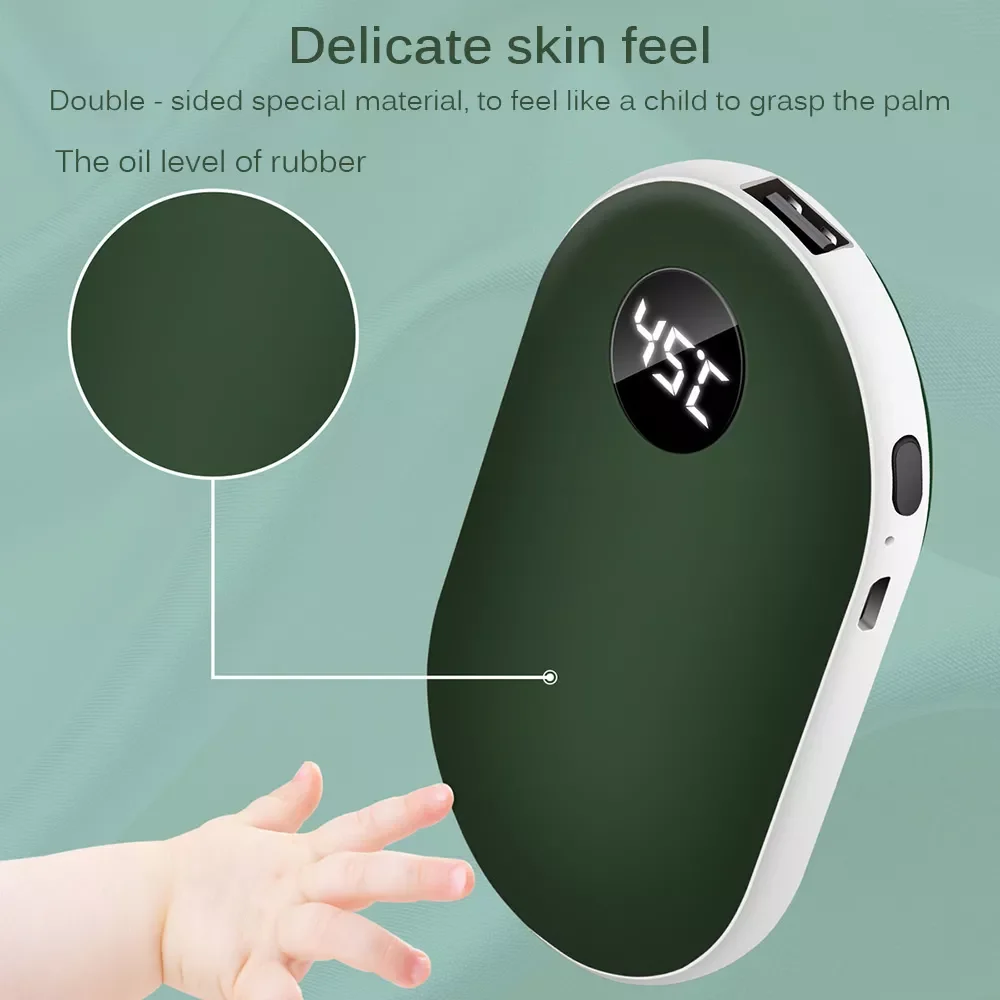 

5200mAh USB Rechargeable Electric Hand Warmer Winter Pebbles Double-Side Heating Mini 5V Long-Life Pocket Power Bank Hand Warmer