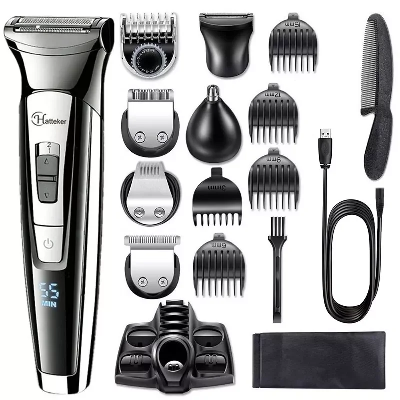 All in one grooming kit electric shaver for men beard hair trimmer body shaving machine facial washable razor rechargeable enlarge