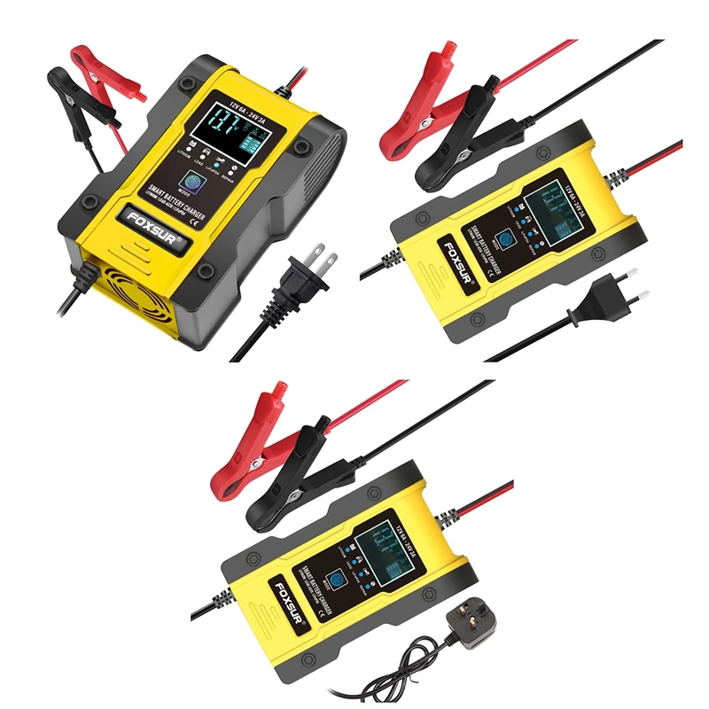 

FOXSUR 12 В/24 В Автомобильное зарядное устройство для аккумуляторов 6A 12,6 в, литиевое зарядное устройство, умное зарядное устройство для аккумул...