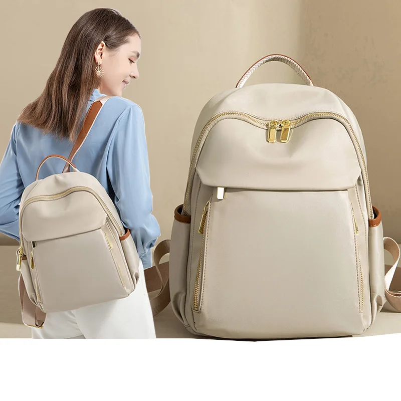 

Women's Backpacks Fashion Elegant Bags Contrast Khaki Color Leisure New Stylish Outdoor Travelbags Water Resistant Free Shipping