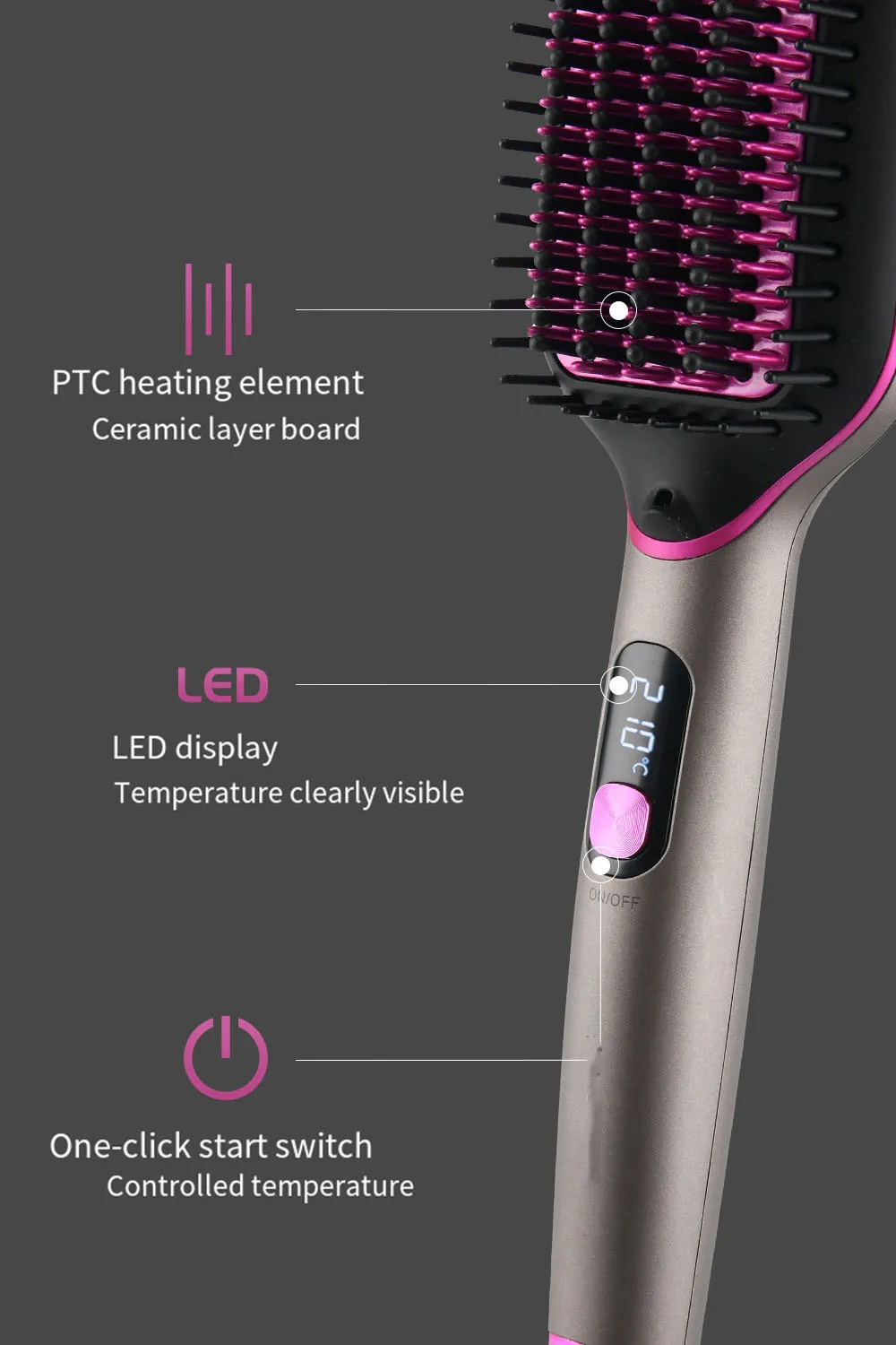 Расческа для выпрямления волос с отрицательными ионами электрическая греющая