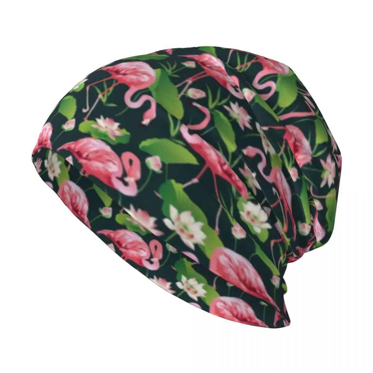 

Tropical Flamingo Birds Thin Beanie White Lily Flowers All Seasons Trapstar Knitted Hat Vintage Hardcore Hood