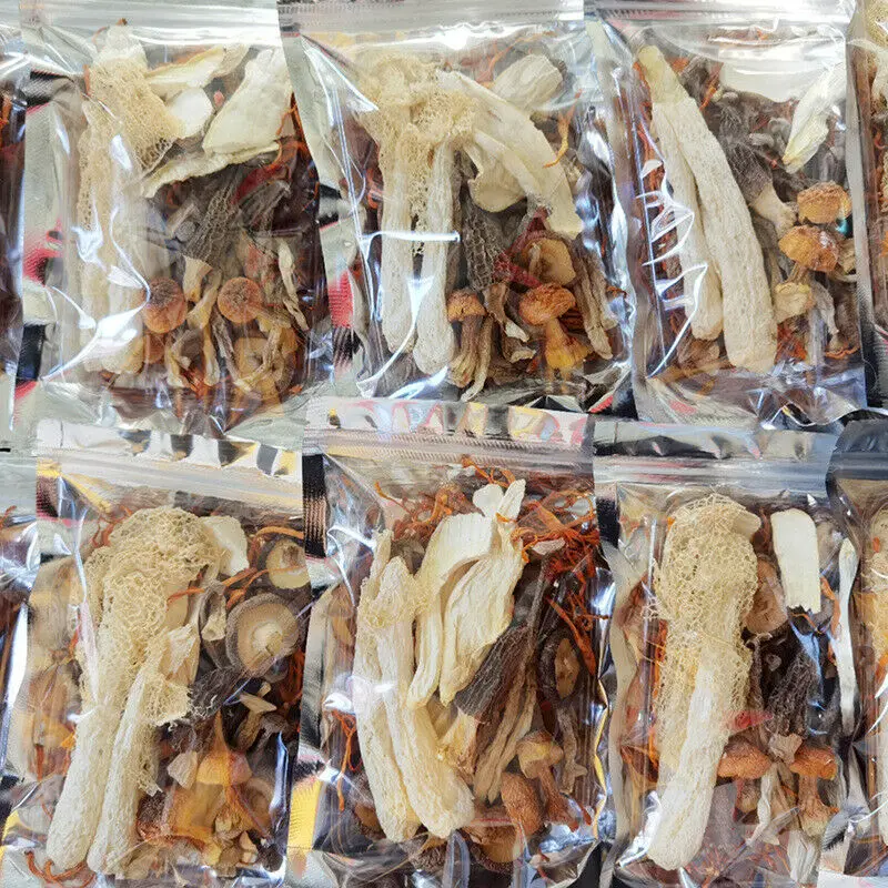 

60g Qicaijuntang Dried Mushrooms Soup Herbal Soup Bag Ingredients Stew Soup Bags