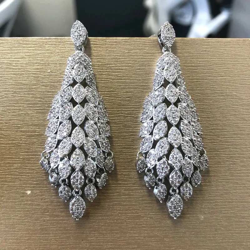 

Bilincolor Crystal Clear Silvery Leaf Earring for Women Party Jewelry