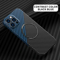 carbon fiber magnetic for magsafe wireless charging shockprrof case for iphone 13 11 12 pro max ultra thin hard pc bumper cover