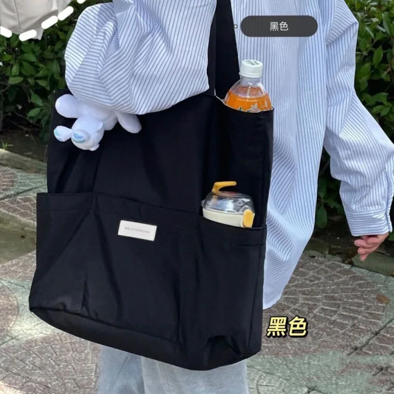 

Women Tote Bag Aesthetic Solid Color Students Casual Handbag Shoulder Bag Large Capacity Oxford Reusable Shopping Beach Bag 2023