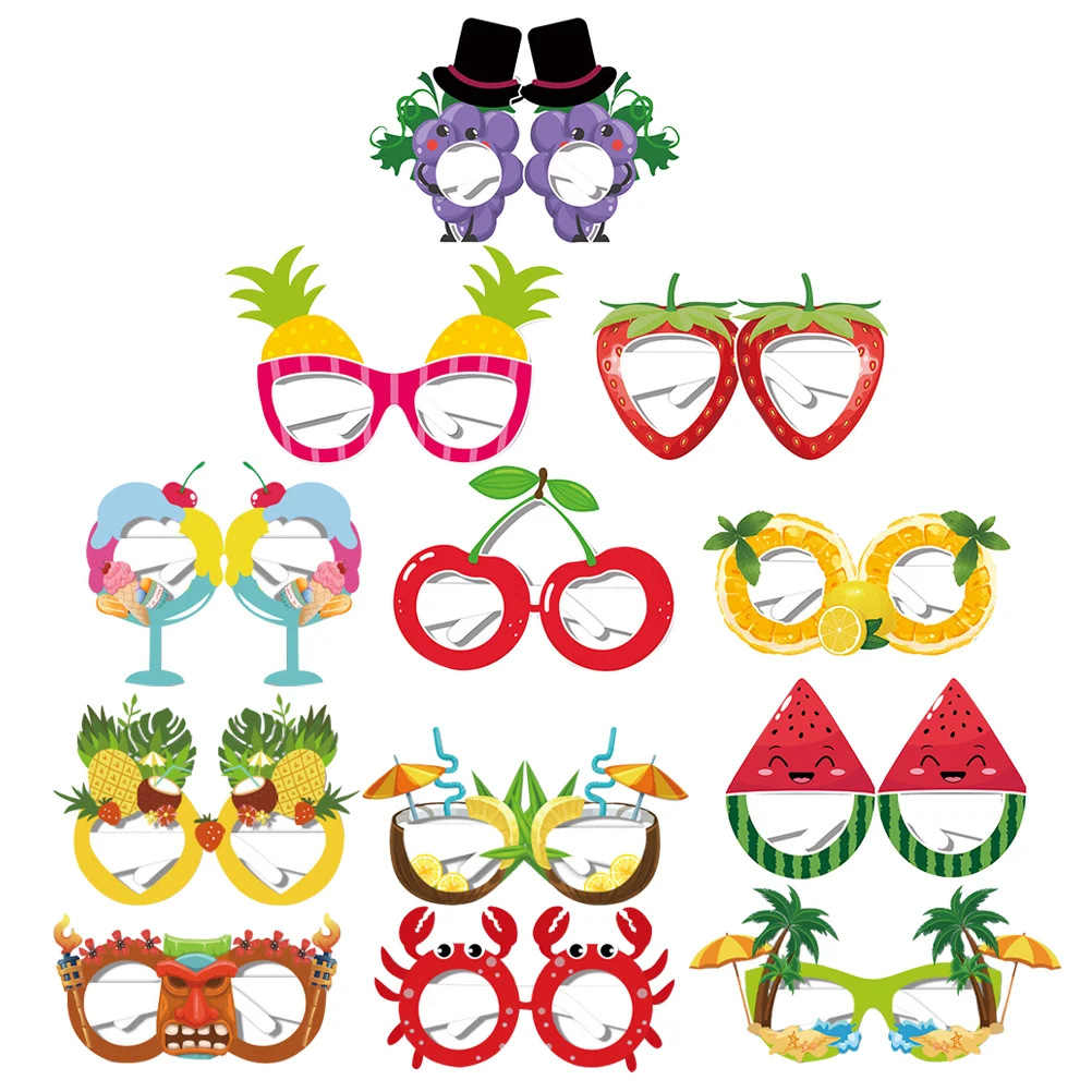 

12 Pcs Accessories Novelty Sunglasses Funny Eyeglasses Kids Sea Decor Summer Fruit Paper Birthday Party Child Beach