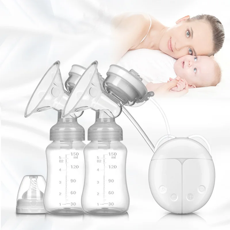 

Electric Breast Milk Extractor 2 Baby Bottles Electric Bilateral Breast-pump USB Charging Silent Breast Massage Baby Lactation