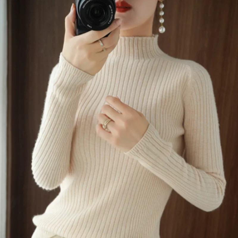

2021 Jumpers Female Casual Long Sleeve Pullovers Cashmere Bottom Sweater