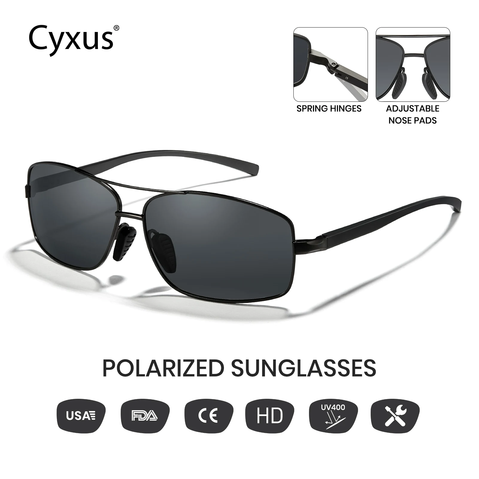 

【NEW】Cyxus Classic Metal Polarized Sunglasses For Women/Mens UV Protection Original Brand Glasses 1025