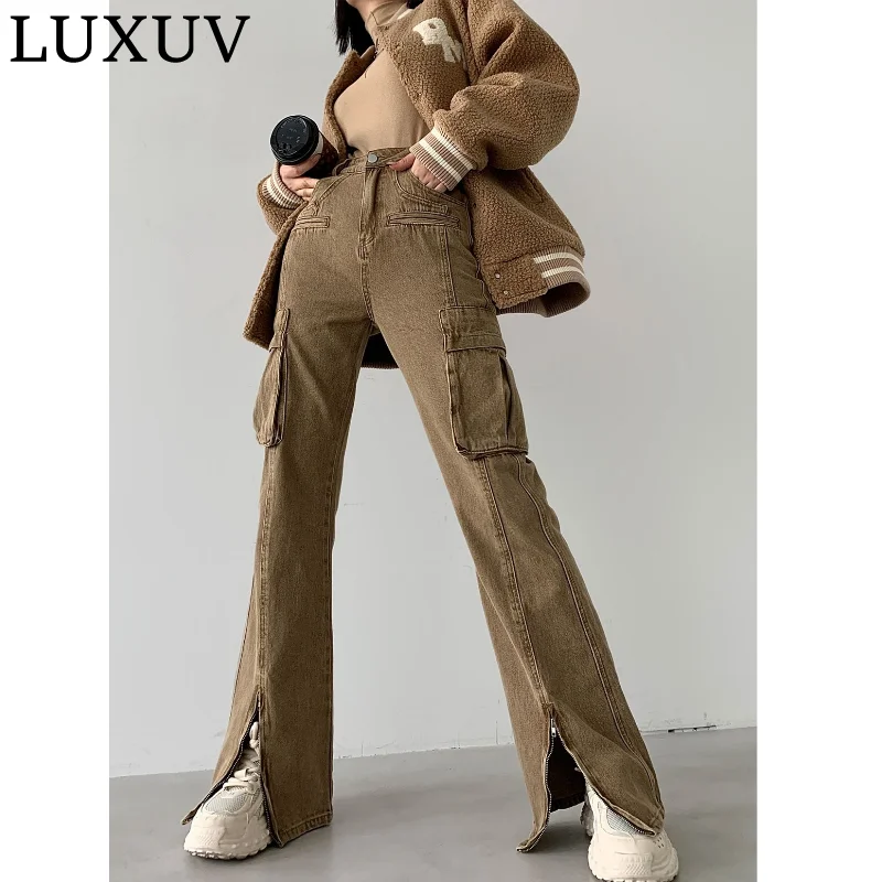 LUXUV Gothic Streetwear Jeans Autumn New 2023 Harajuku Vintage High Waist Denim Pants Women Grunge Loose Trousers Female