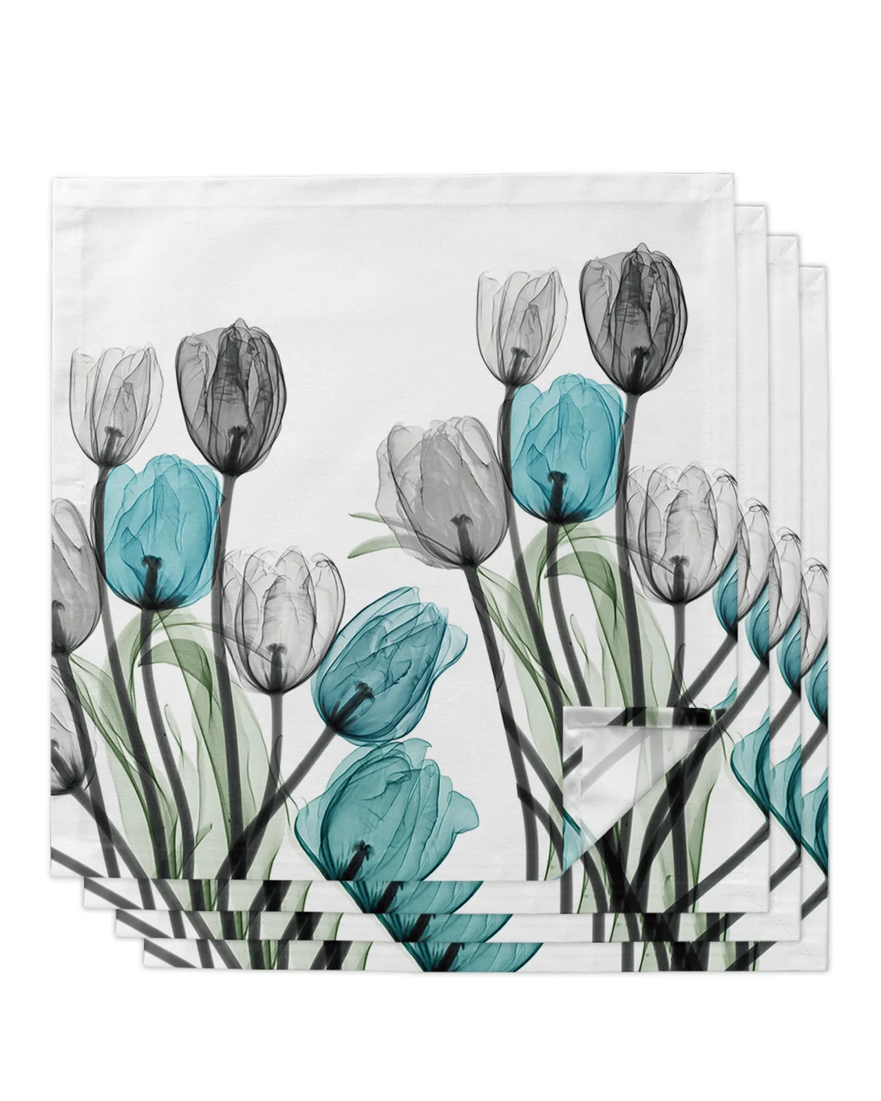 

4pcs Flower Summer Spring Idyllic Square 50cm Table Napkin Party Wedding Decoration Table Cloth Kitchen Dinner Serving Napkins