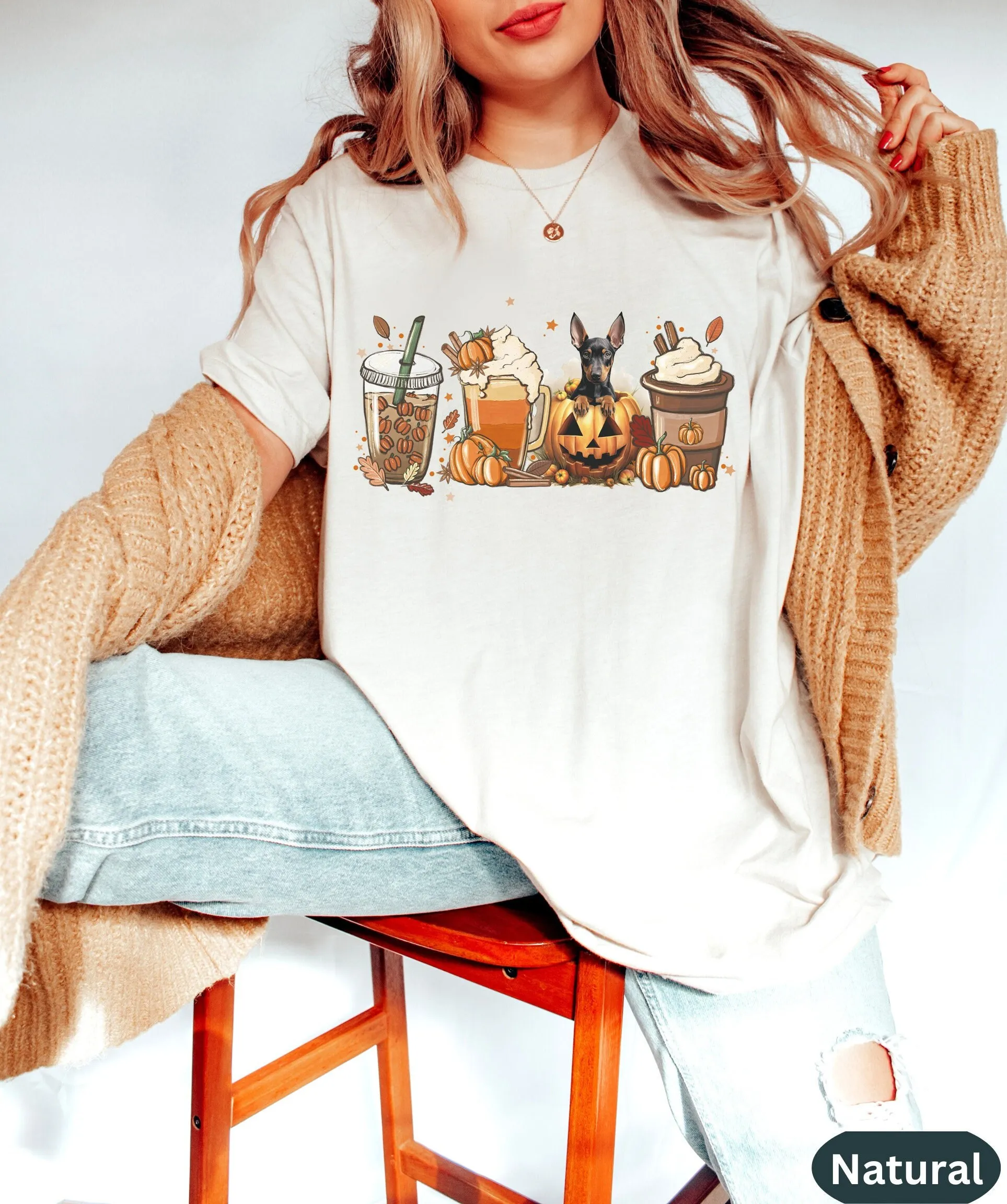 Футболка Doberman Mama собака осень Хэллоуин для мамы человека люди Psl тыква специи