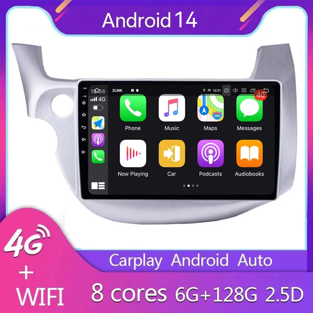 Автомагнитола на Android 14 для HONDA FIT JAZZ 2007-2014 мультимедийный видеоплеер с