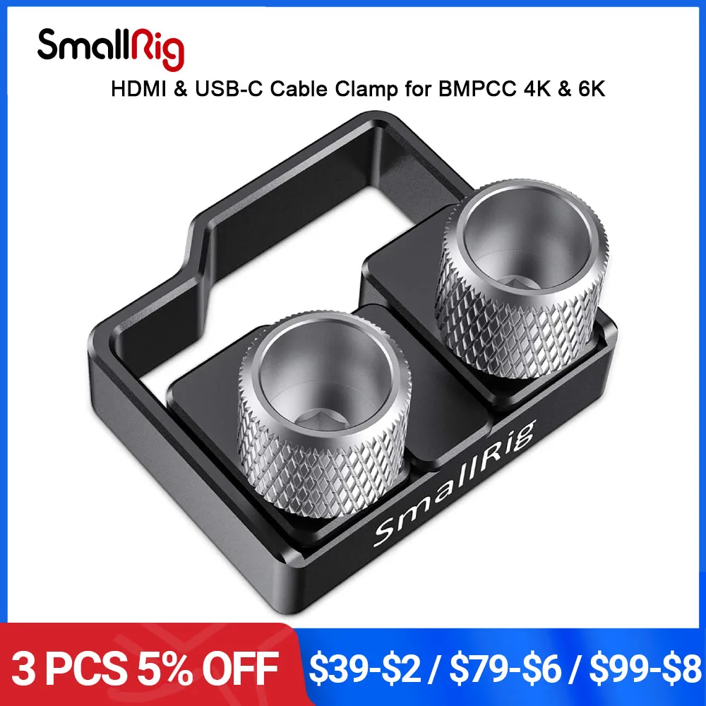 

SmallRig HDMI Cable Clamp Mount For Blackmagic Design Pocket Cinema Camera BMPCC 4K HDMI Cable USB-C Cable Clamp- 2246