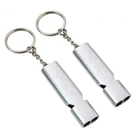 2pcs new dual tube survival whistle 120 decibels portable stainless steel whistle outdoor hiking camping safe survival whistle