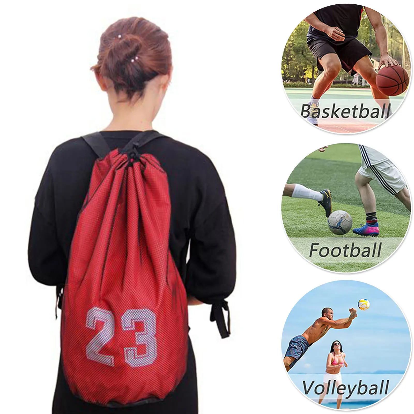 

School Gym Exercise Drawstring Backpack Durable Oxford Cloth Balls Backpack Drawstring Bag Ball Storage Pack Pouch Handball