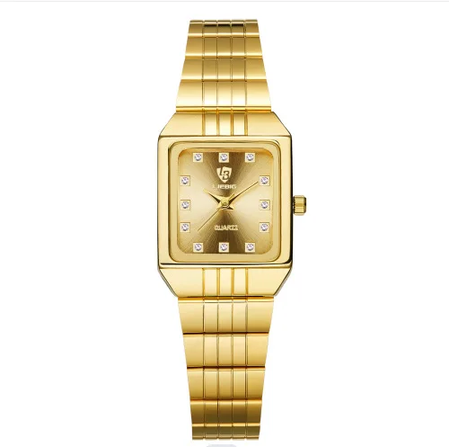 LIEBIG 2pcs Couple Lovers Luxury Business Watches Golden Stainless Steel Strap Quartz Waterproof Clock Wristwatch For Mens Women