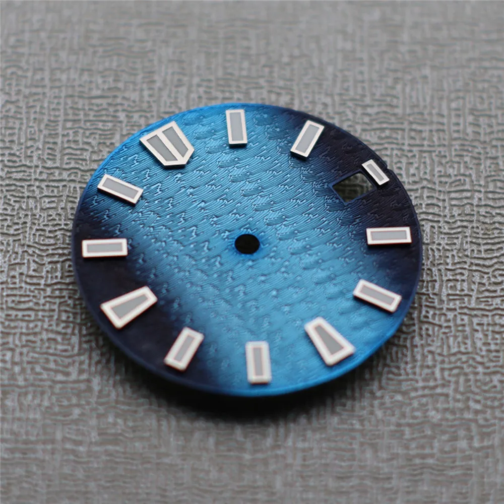 

NH35 NH36 Dial, Gradient Blue Watch Faces 28.5MM Green Luminous Watch Modified Dial for NH35/NH36/4R/6R Movement