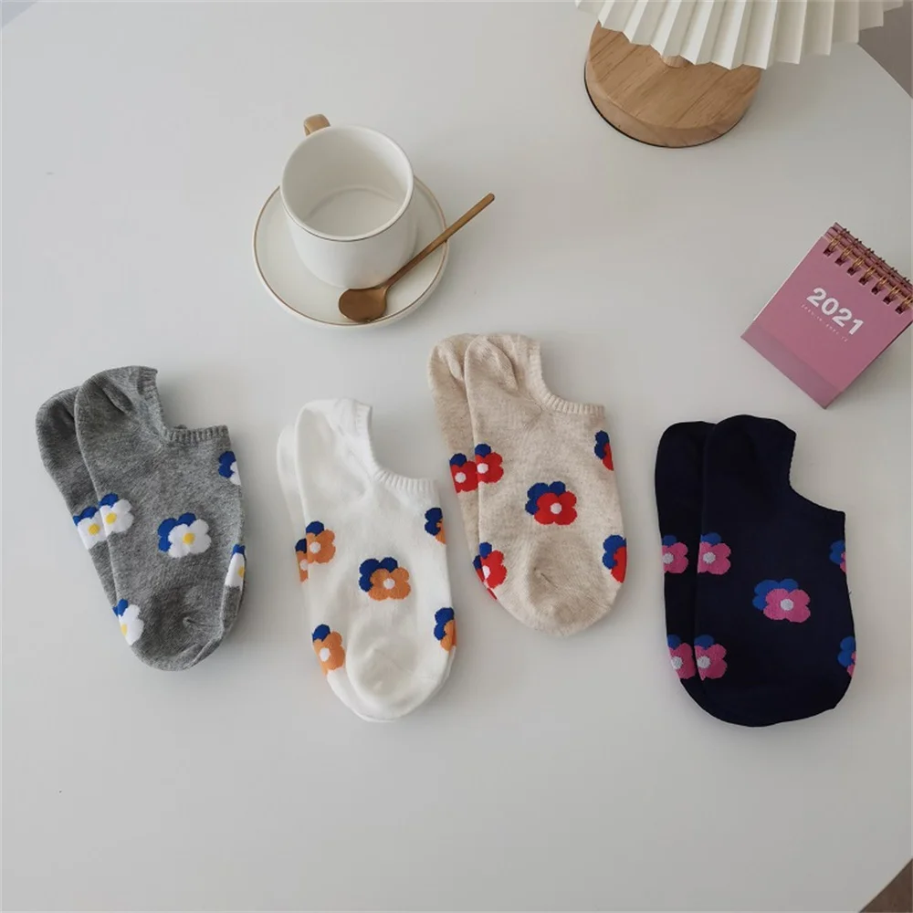 

Japanese socks children's ship socks summer thin silicone non slip sweet floret socks breathable invisible cotton socks
