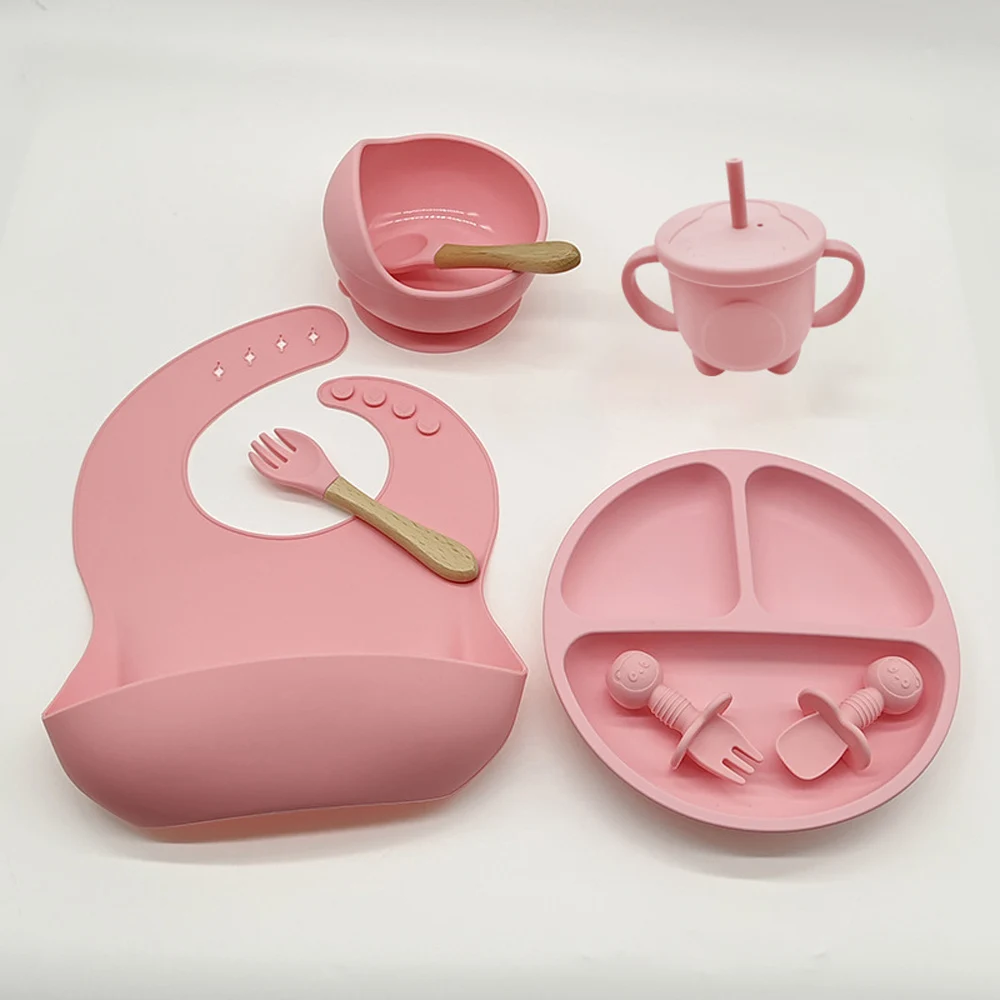 

8pcs Baby Plates 100% Silicone Baby Bowls With Suction Kids Plates and Bowls Sets Microwave & Dishwasher Safe