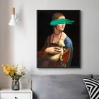 Леонардо да Винчи-леди с эрмином, искусство на холсте, искусство на лице, поп-арт на холсте для гостиной, настенное украшение