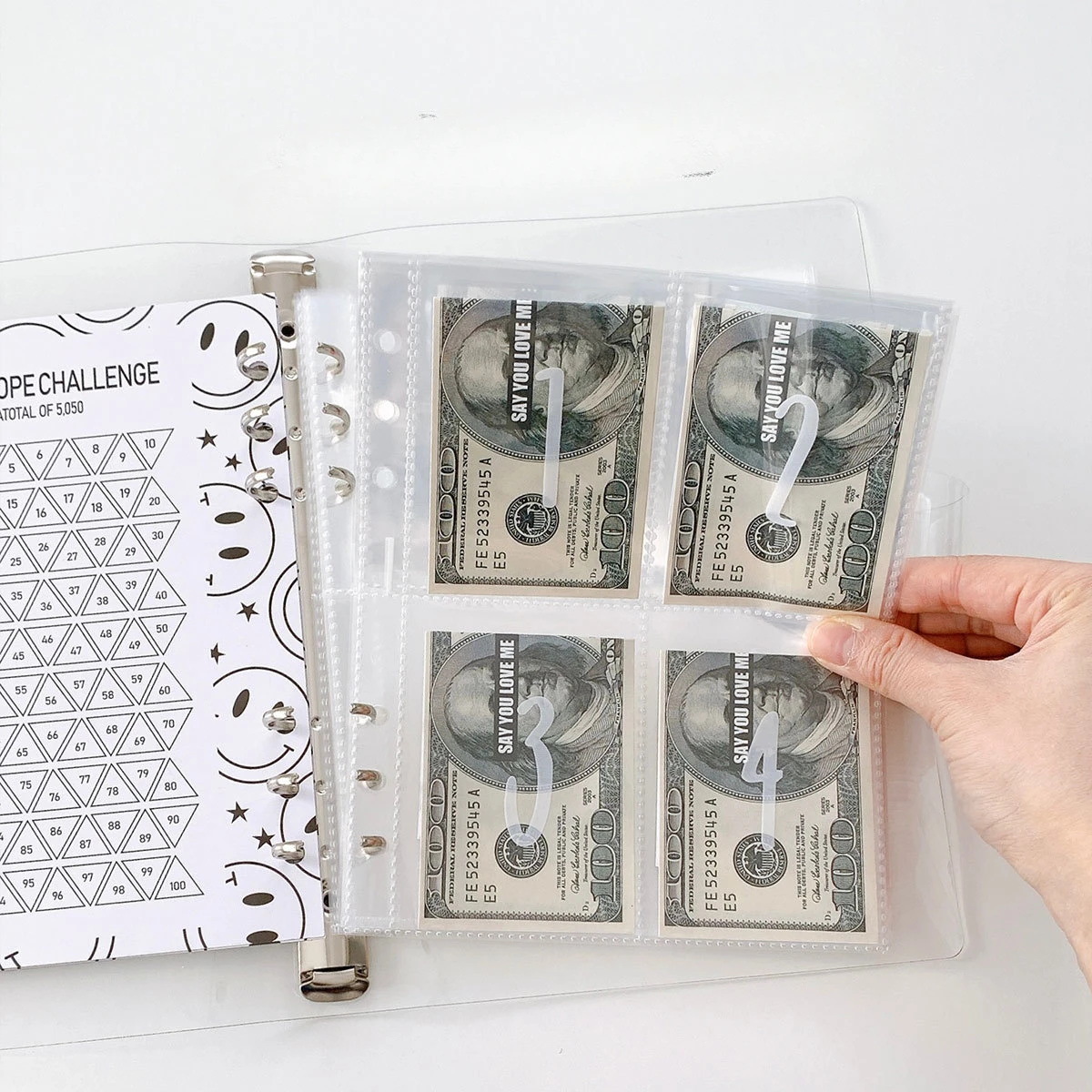 Папка-переплет A5 сбережения Challeng $150/300/500/1000 Экономия денег буфет денежный конверт