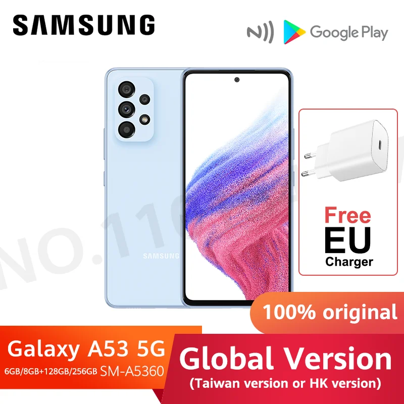 New Samsung Galaxy A53 A536 5G Smartphone Exynos 1280 Octa-core 120Hz Super AMOLED Display 5000mAh 25W Fast Charge Mobile Phone