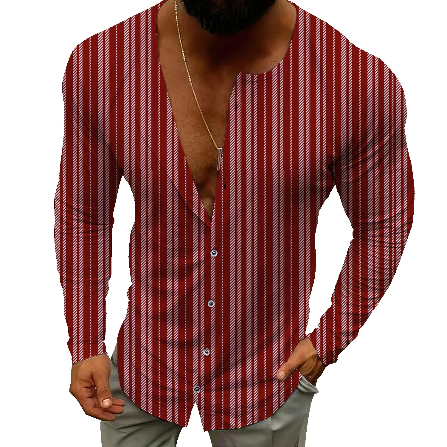

2022 autumn and winter coat men's plaid striped long-sleeved T-shirt men's sweater loose casual cardigan clothes
