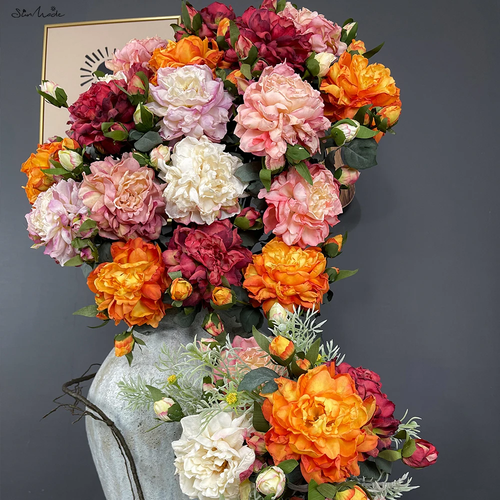 SunMade роскошные сгоревшие крупные пионовые ветки шелковые искусственные цветы