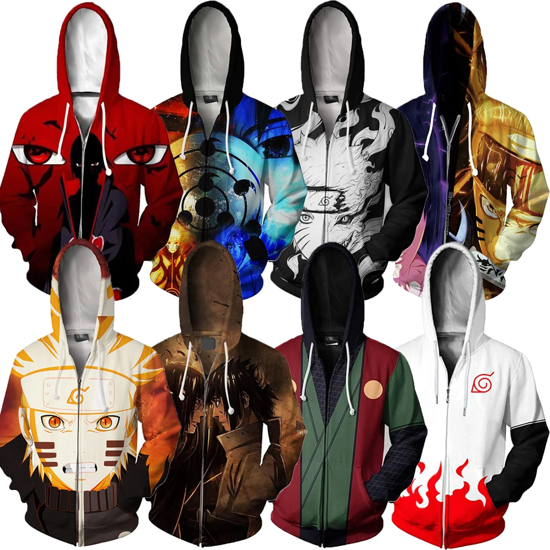 

Japanese Anime Naruto Akatsuki Zip Up Hoodies Women Funny Cartoon Hoodie Harajuku Manga Sweatshirt Zipper Jacket Cosplay Costume