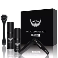 4 pcsset barber beard growth kit professional hair growth enhancer set nourishing with beard growth roller massage comb for men