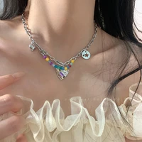 titanium steel agate love necklace summer women hip hop design sense accessories light luxury wild collarbone chain jewelry gift