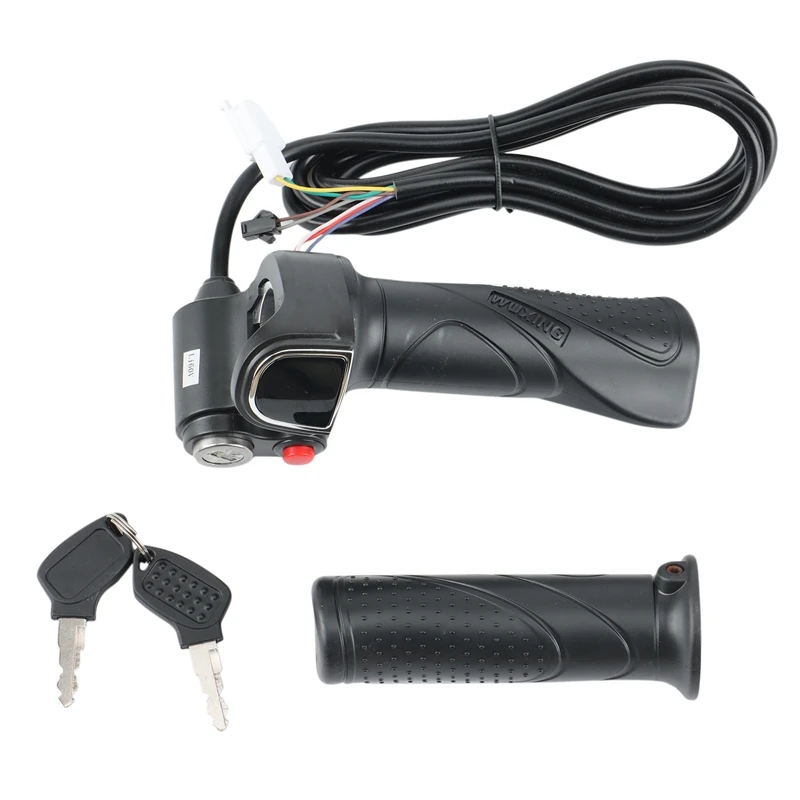 

Gas Handle Twist Throttle With Battery Indicator&Latching Switch&Lock/Key Electric Scooter Bicycle MTB Part