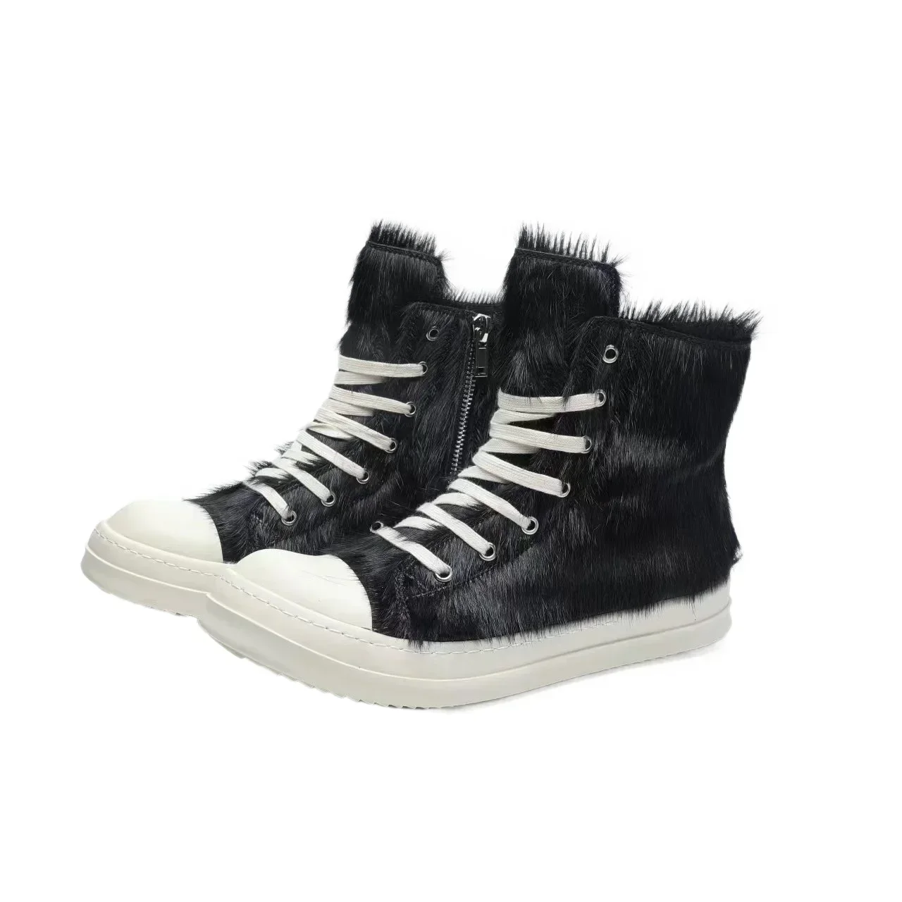 

Новинка 2023, модная кожаная обувь Rick, высокие мужские и женские туфли с конским волосом, модная повседневная обувь для влюбленных, модная обувь, женская обувь