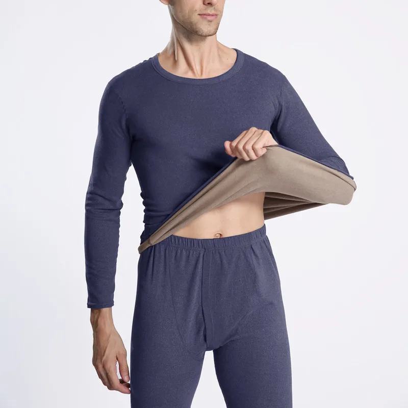 Double-sided Velvet Thermal Underwear Suit Men's Plus Velvet Thickened Home Clothes Winter Warm Men's Pajamas
