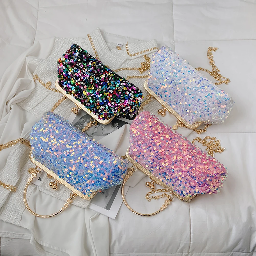 

Женский клатч с блестками, вечерние сумки с металлическими ручками и цепочкой, Наплечные сумки для улицы, покупок, бизнеса